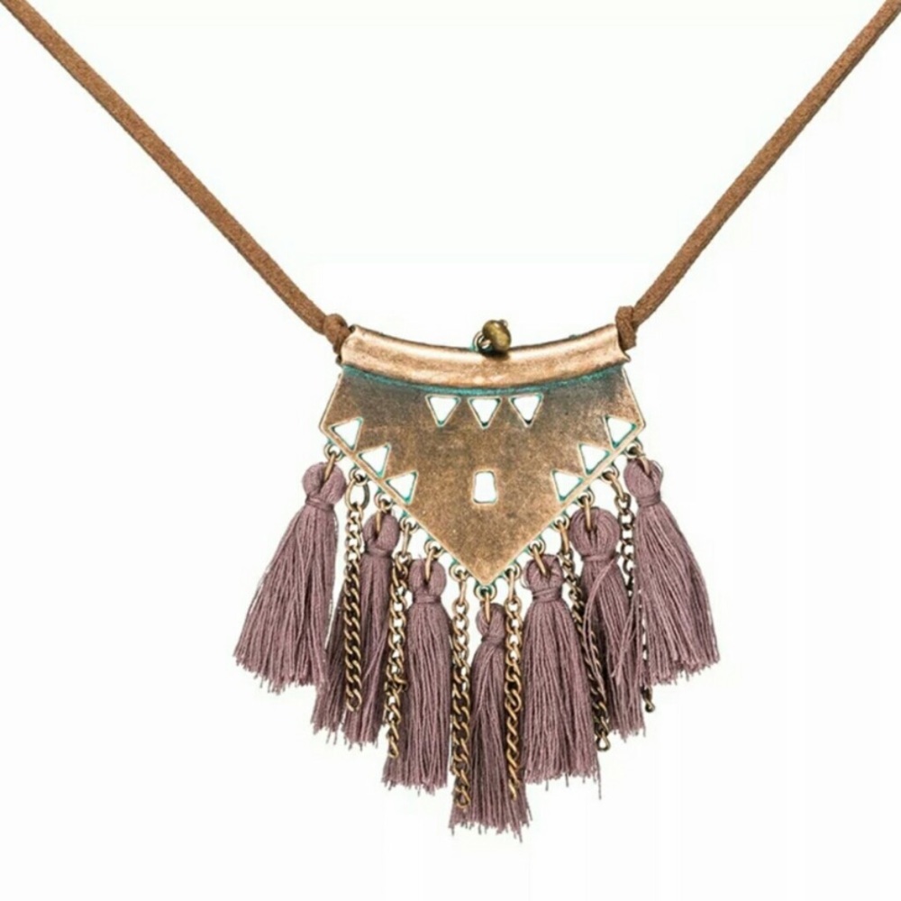 Boho Leather Tassel Necklace